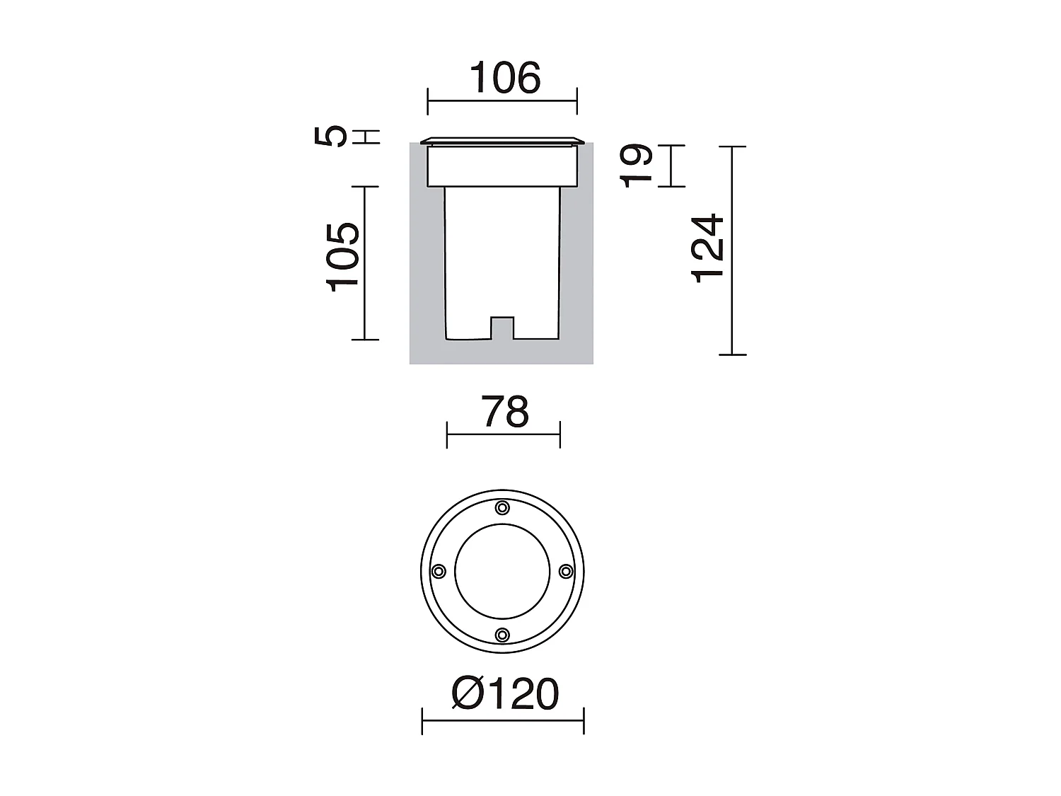 BORA Außeneinbauleuchte, moderner und vielseitiger Stil – D. ø12 cm – rund – LED SMD 3 W – 330 lm und 4 K – Aluminium – 500 kg – IP67 – Edelstahl