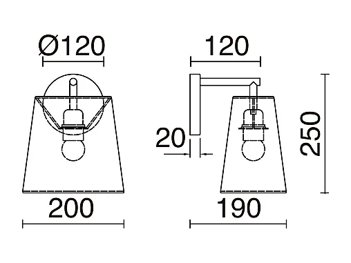 Applique murale en acier de style moderne NEMO avec abat-jour en synthétique-L20 x H25 cm-IP20- e27 40W-noir et blanc