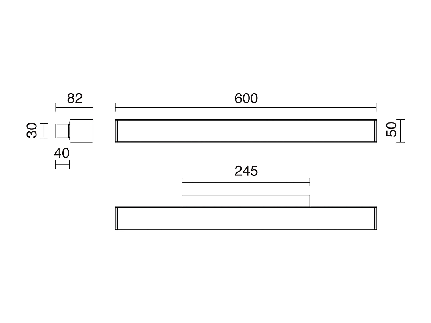 Applique classique Lits-L.60 cm-acier et polycarbonate-led 9w-960lm et 3k-chrome-ip44
