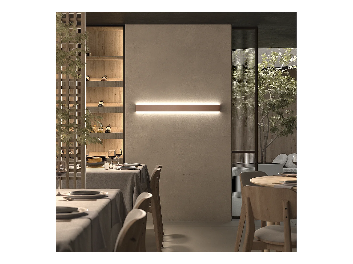 Applique moderne Rett-L.25cm-led 8w-790lm-3k-up&down-aluminium brossé-ip20