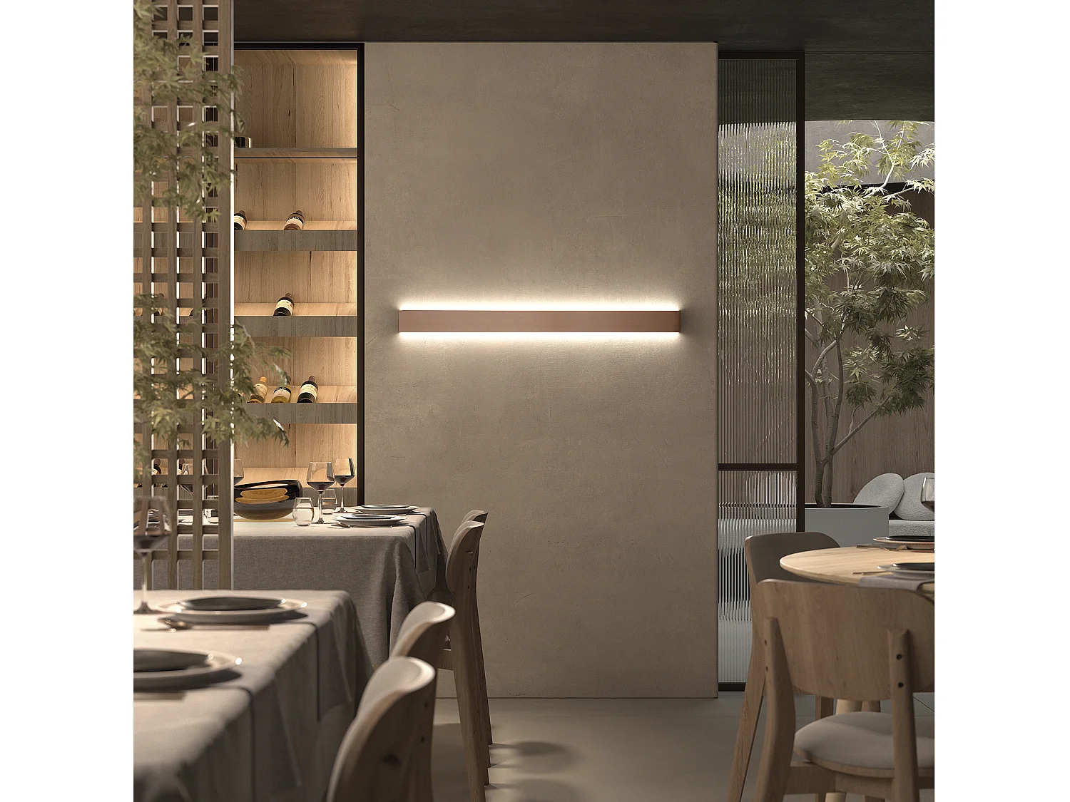 Applique moderne Rett-L.25cm-led 8w-790lm-3k-up&down-aluminium brossé-ip20