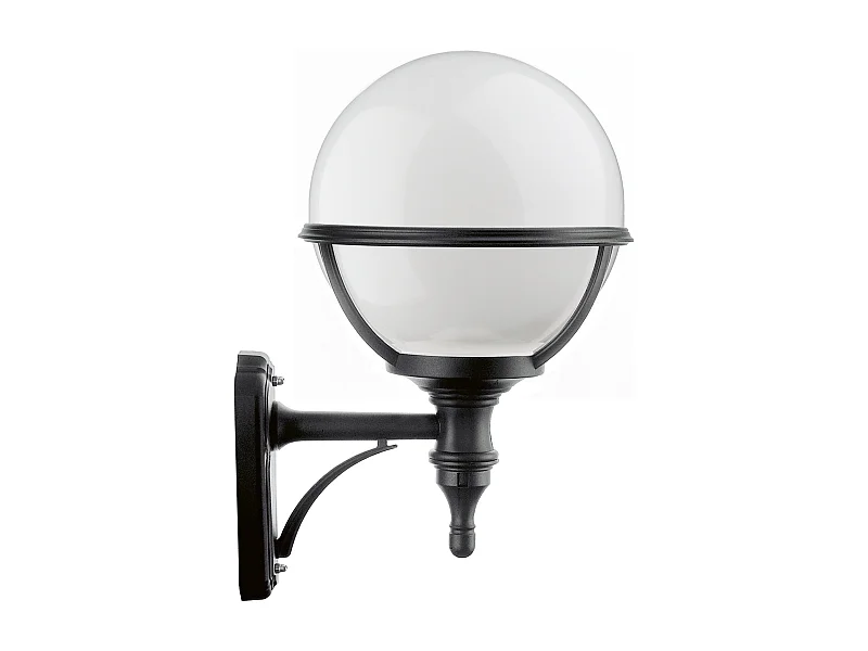 CLIC CLAC GLOBO wandlamp klassieke stijl - H 40 cm x D.ø27 cm - E27 42W - polyamide - polycarbonaat bol - ip44 - zwart