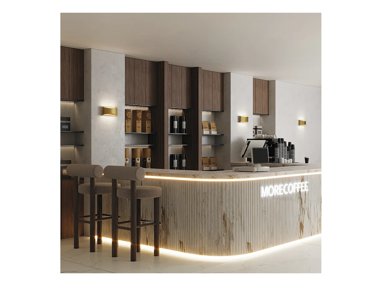 Applique murale moderne Cooper-largeur 24cm-led 9w-850lm et 3k-up&down-acier et or mat