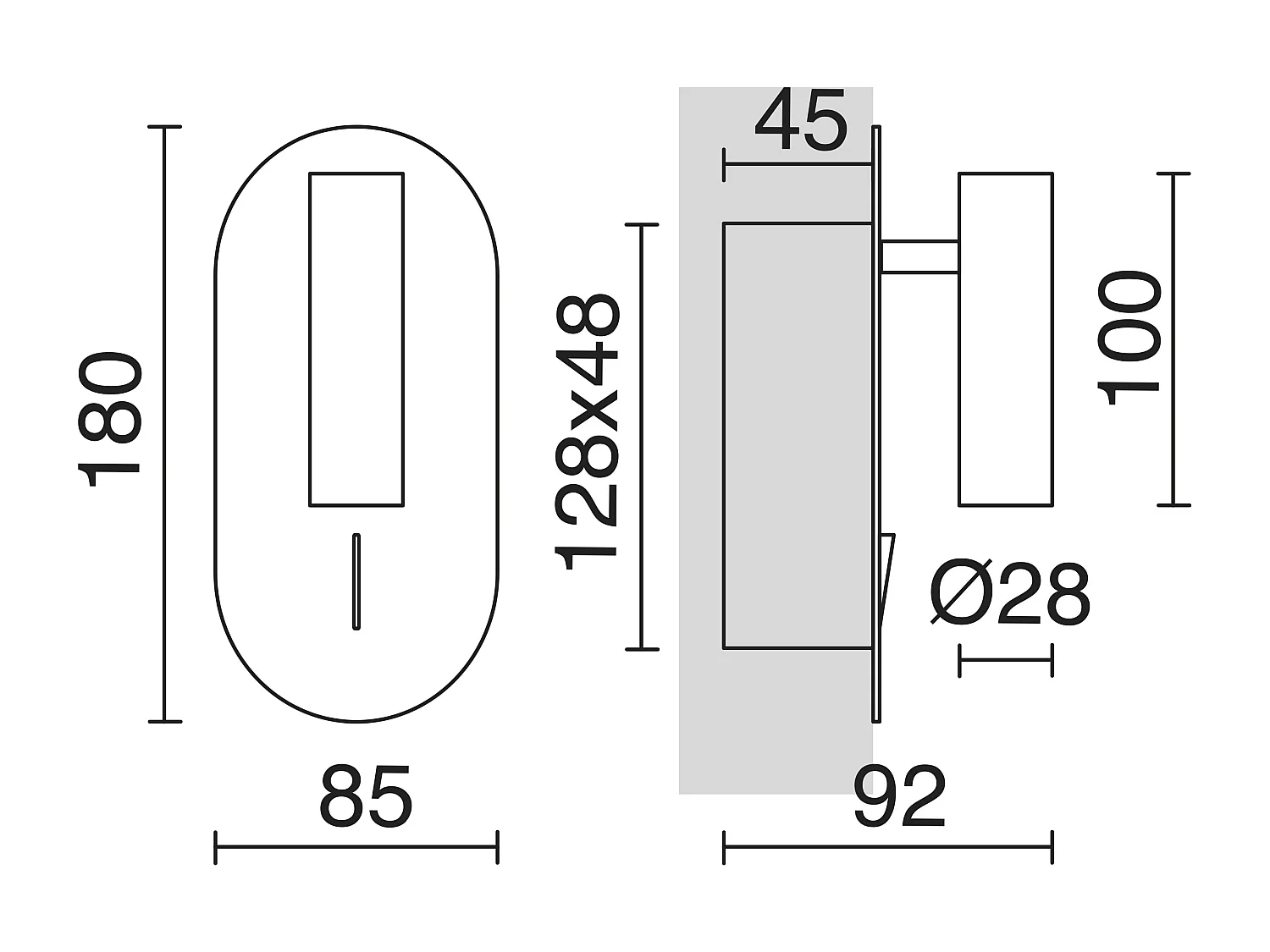 Applique murale moderne Dirk Reader-encastree-3w LED-3K-on&off-90º et 300º-ip20-acier, noir