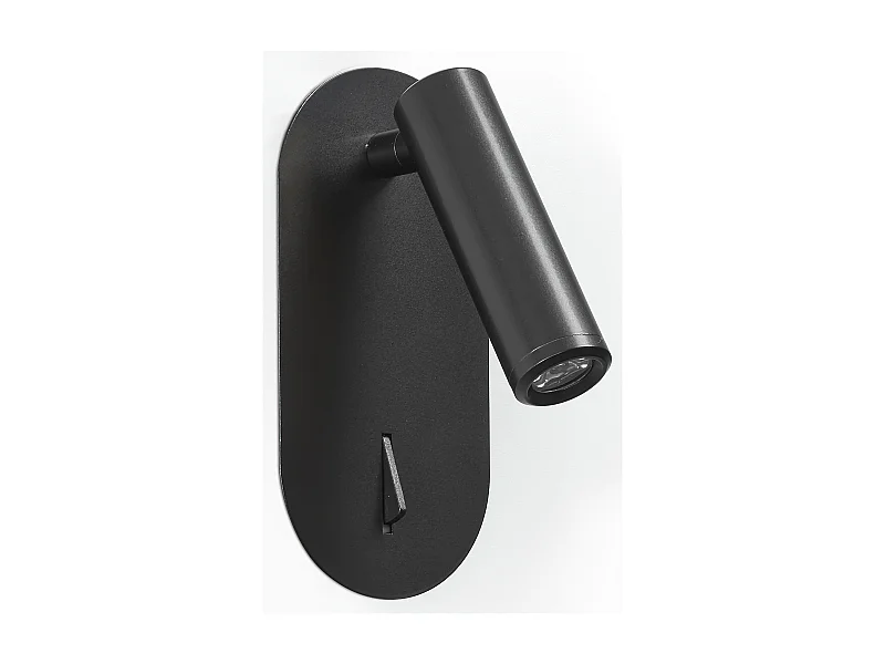 Dirk reader wandlamp moderne stijl - inbouw - LED SMD 3W - 3.000K - aan/uit - 90º en 300º graden - IP20 - staal en zwart