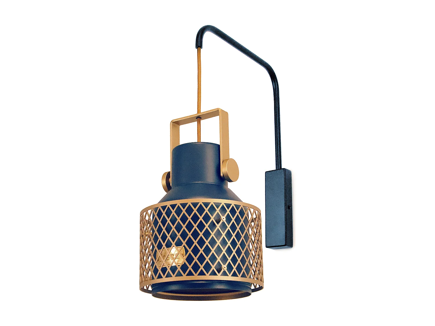 TOSCA-Wandleuchte im modernen Stil – D. 20,4 cm x H. 52,8 cm – E27 60 W – IP20 – Innenbereich – Stahl und Aluminium – Blau und Gold