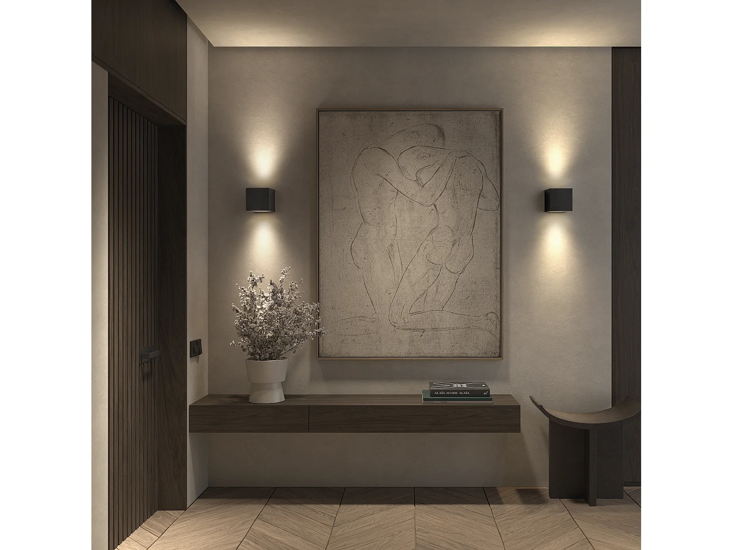 Lampada da parete in mattoni-alluminio-largh.ezza 12 x h.12 cm-nero-led 2x 5w-3k-su&giù-67º-ip44