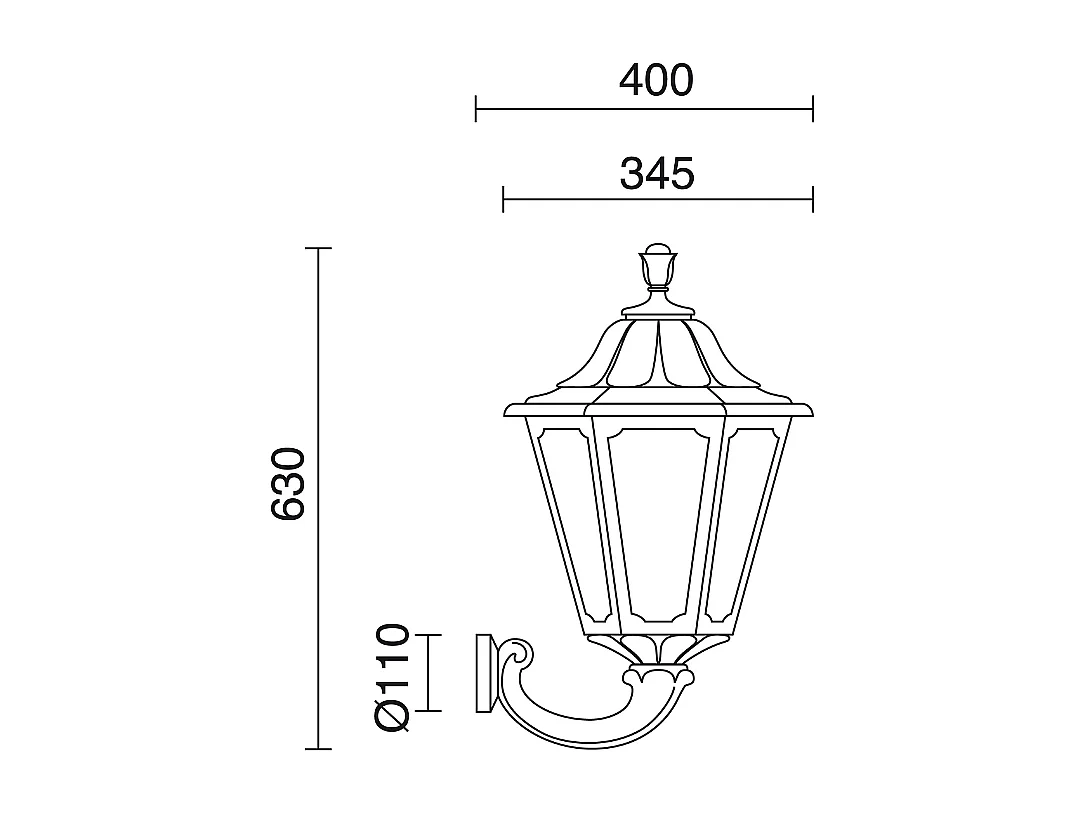 Kinkiet INDURA BIG 6 w stylu klasycznym - H 63 cm - E27 42W - żywica - IP55 - czarny