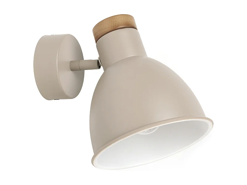 Applique classique Valan-d.ø15 cm-e27 60w-350º-ip20-acier, bois-moka