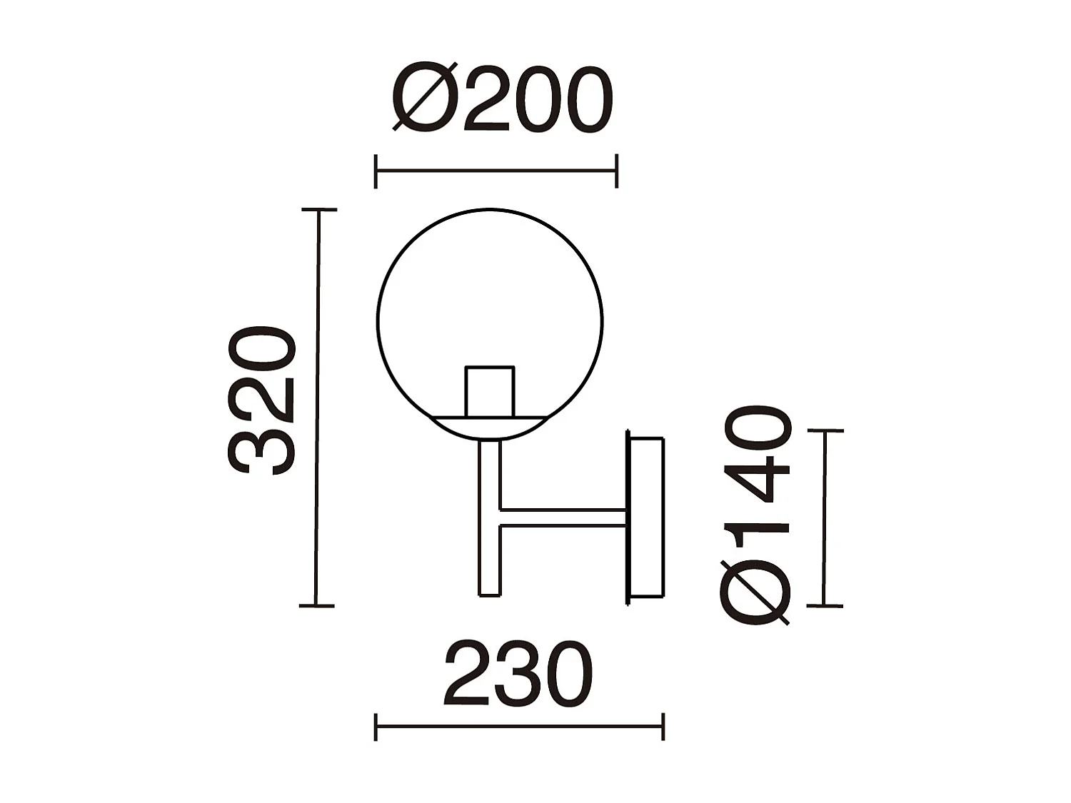 Aplique de pared OXY estilo clásico y atemporal - D. 20 cm x Alt. 32 cm - esfera opal ø20 - interior -E27 40W - IP40 - acero y dorado