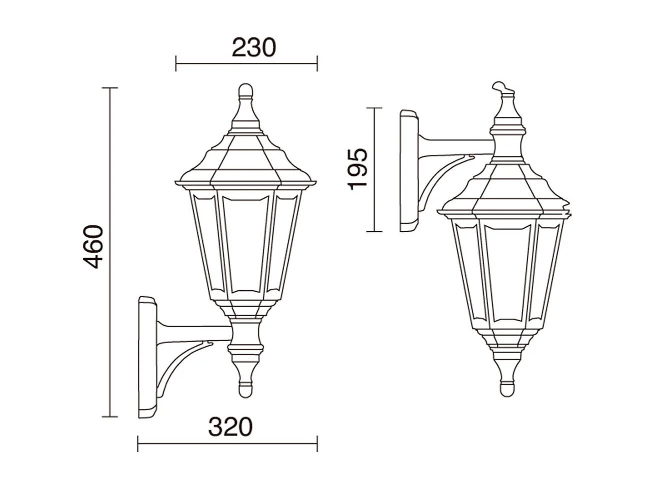 Lampada da parete classica clic clac 6-h.46cm x largh.ezza 23cm-e27 42w-poliammide-ip44-bianco