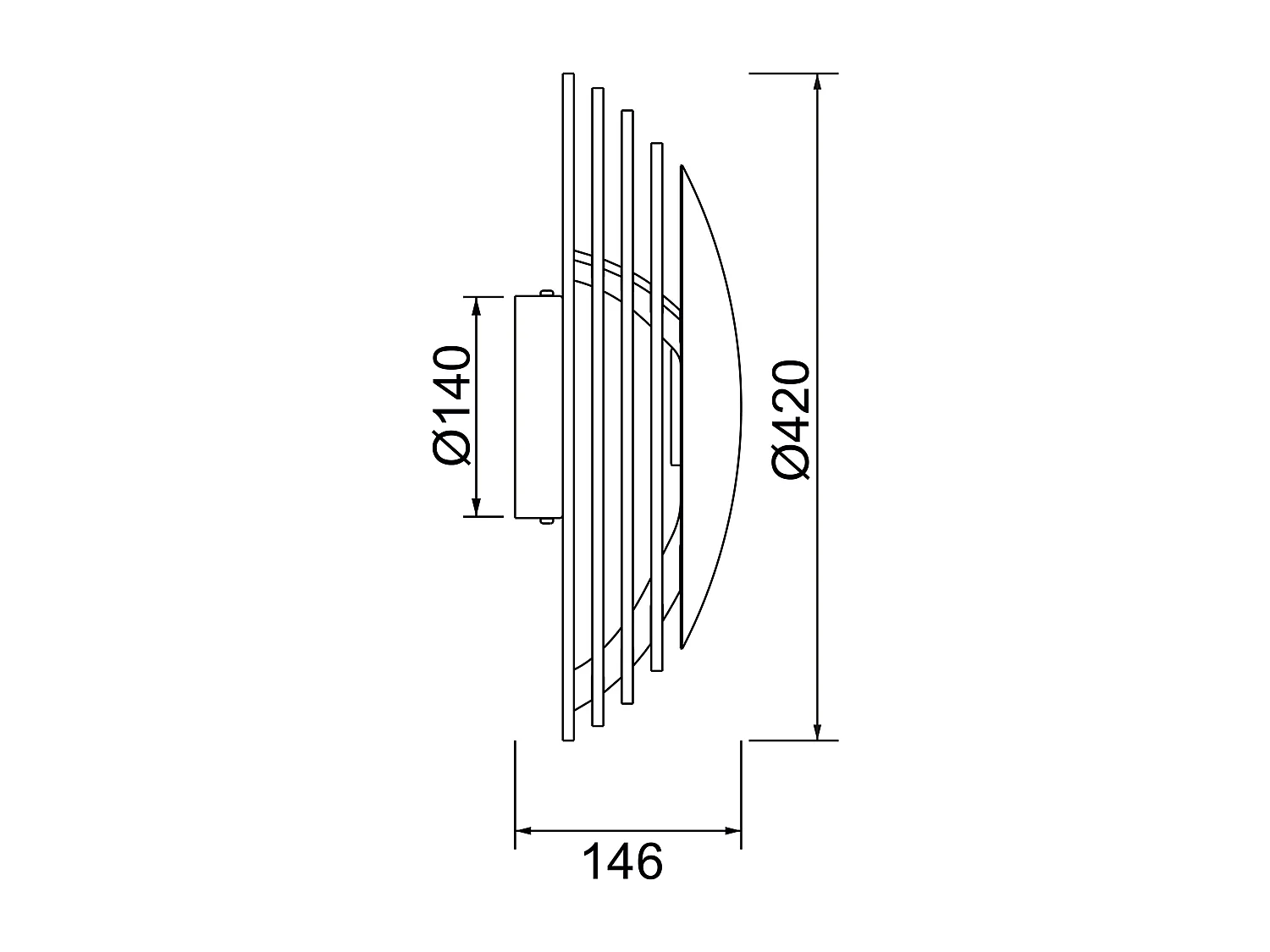 Applique murale modern Tec-d.ø42 cm-gx53 led t2-10w-1200lm-3k-ip20