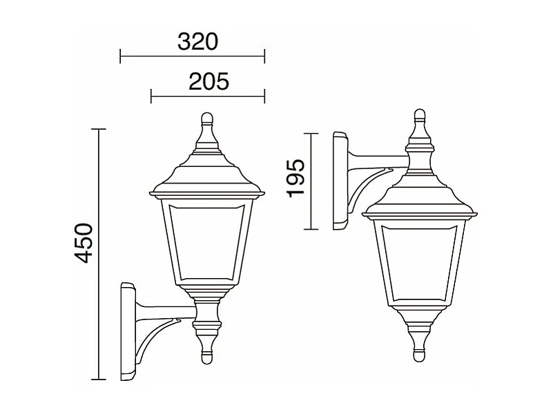 Lampada da parete classica Clic Clac 4-h.45cm x largh.ezza 32cm-e27 42w-poliammide-ip44-bianco