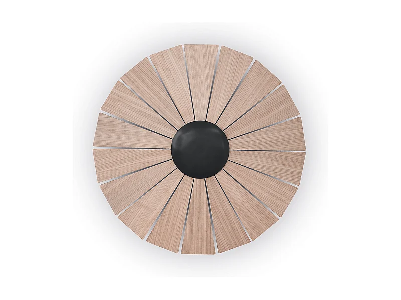 Kinkiet EYE styl nowoczesny - ?r. ø62 cm - wn?trze - LED SMD - 14W - ma?y - 3000K - czarny i naturalne drewno