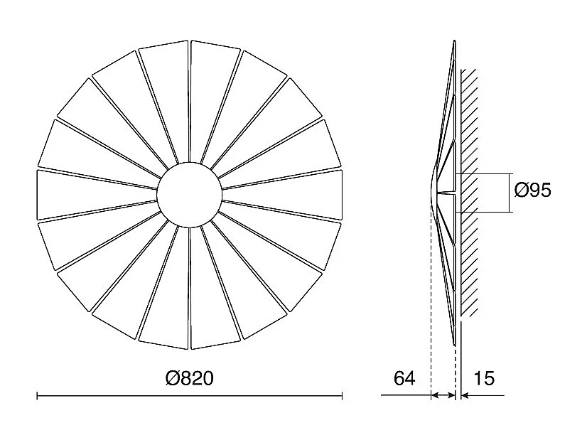 Lampada da parete moderna Eye-d.ø82cm-interno-led-14w-piccolo-3k-nero,legno ch.iaro