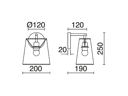 Nemo applique moderno-acciaio con-acciaio-h.25cm x 20-ip20-e27 40w-bianco,nero