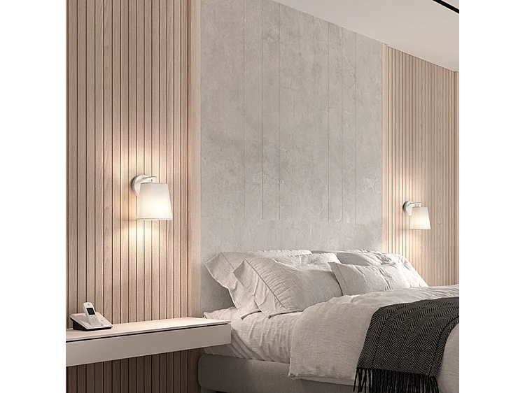 Applique murale en acier de style moderne NEMO avec abat-jour en synthétique-L20 x H25 cm-IP20- e27 40W-noir et blanc