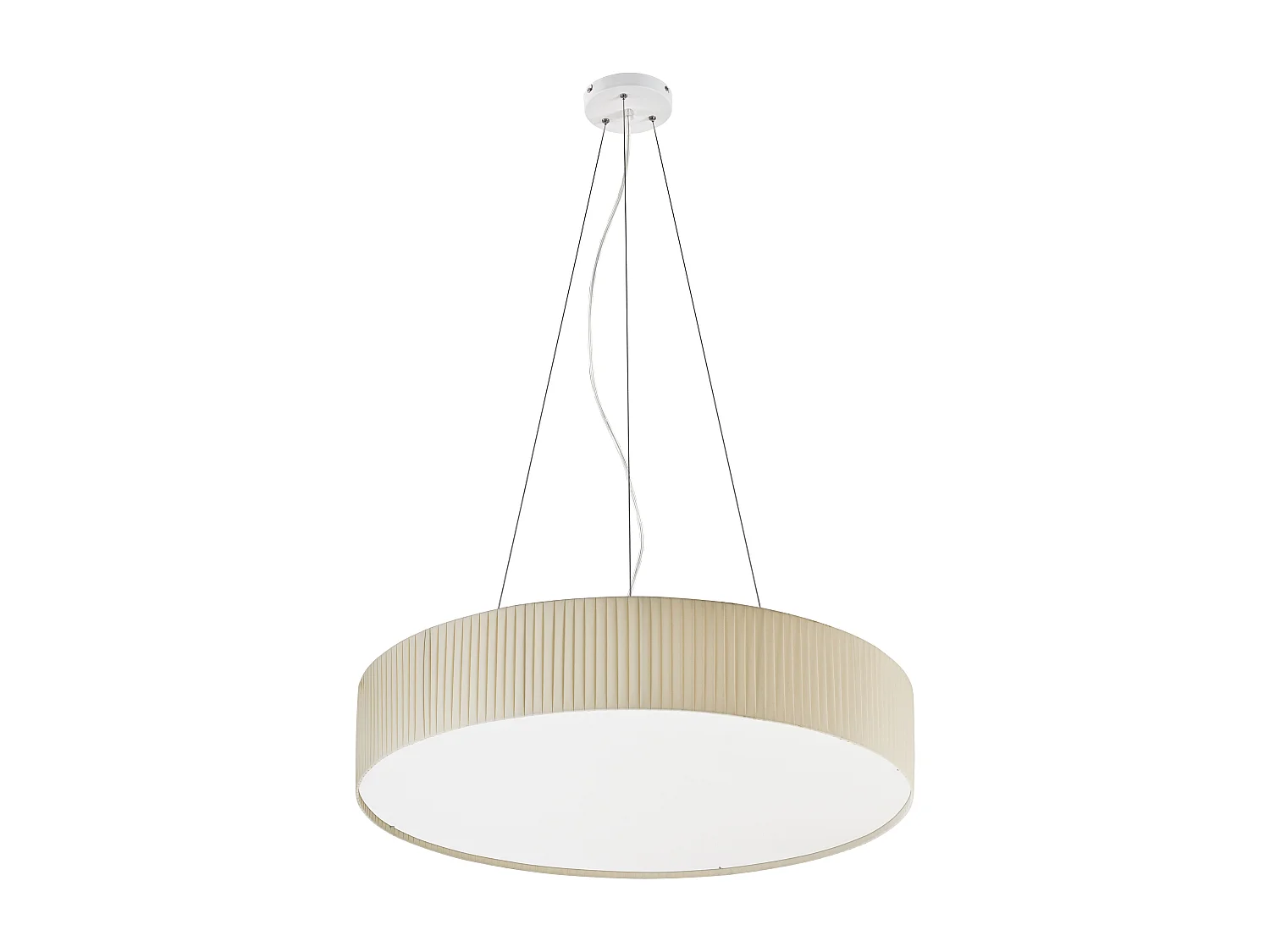 Lampe à plafond style moderne VORADA-d.ø90 cm x h.150 cm-LED COB AC 29W-4000 lm Y 4K-IP20-abat-jour synthétique ruban plissé-acier et beige