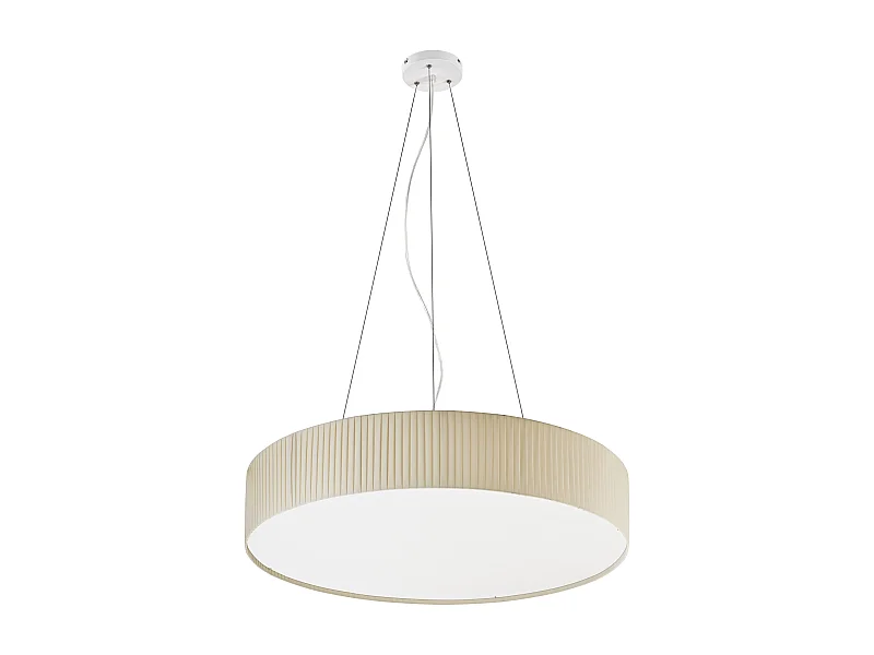 VORADA moderne stijl plafondlamp - D. ø90 cm x H. 150 cm - LED COB AC 29W - 4000 lm Y 4K - IP20 - synthetische lampenkap met geplooid lint - staal en beige
