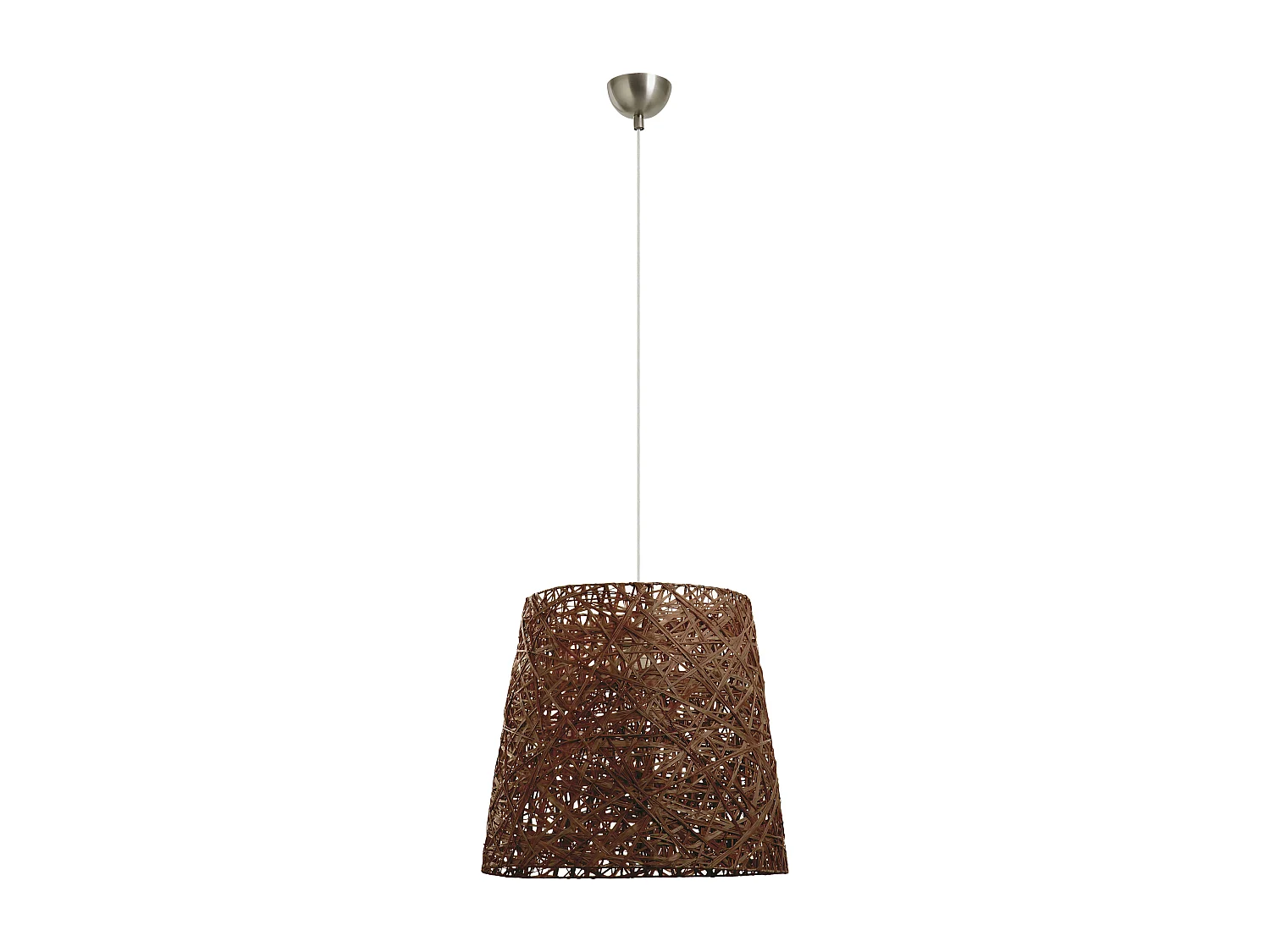 Plafonnier Vimet moderne -h140 cm x d.ø45 cm-acier/fibre naturelle-marron- e27-ip20