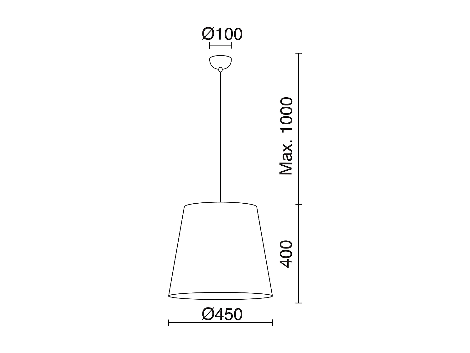 Plafonnier Vimet moderne -h140 cm x d.ø45 cm-acier/fibre naturelle-marron- e27-ip20