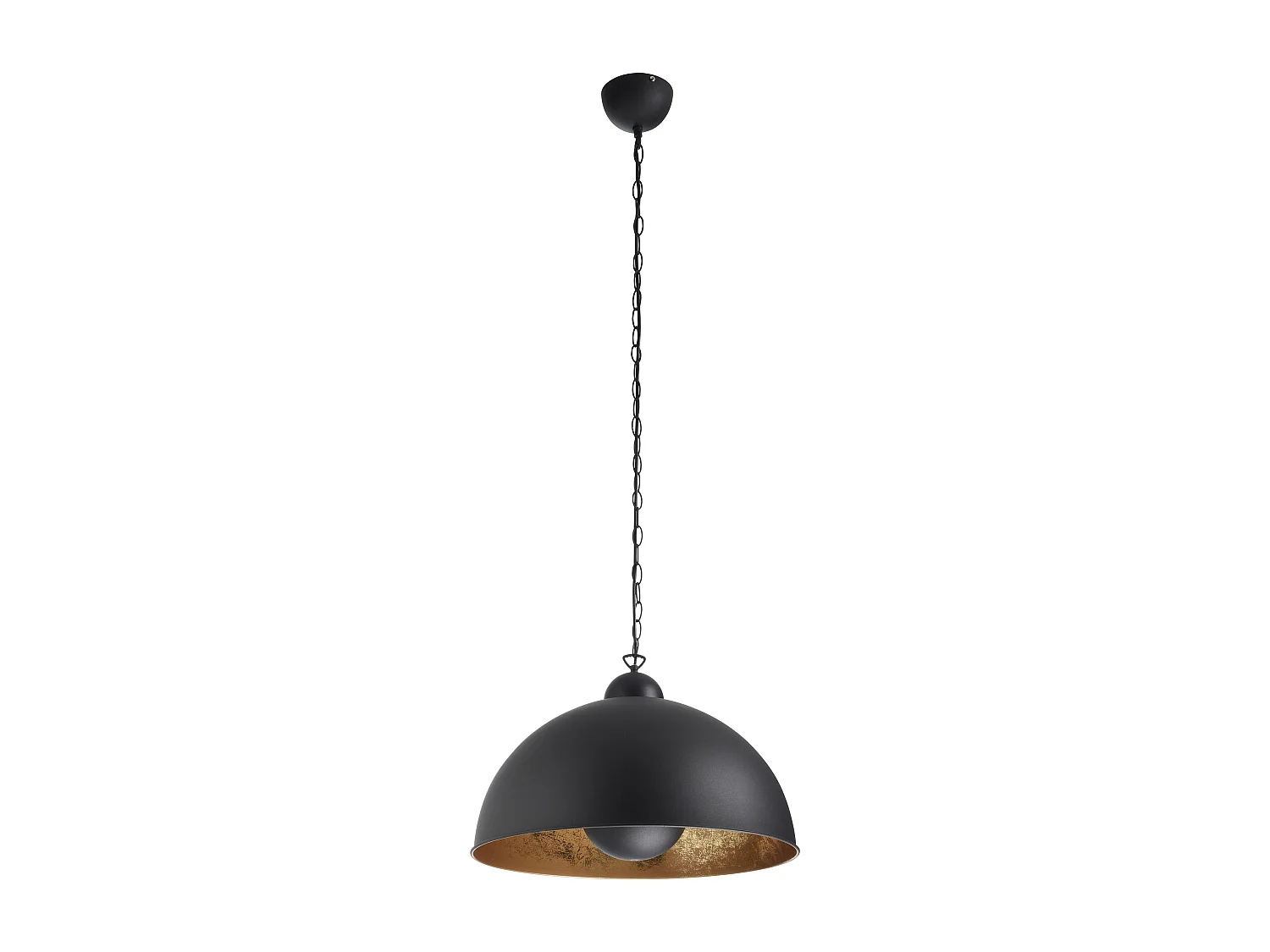 Lampada da soffitto moderna Tanna-h.165cm x d.ø 53 cm-e27 60w-acciaio-nero, foglia oro-ip20
