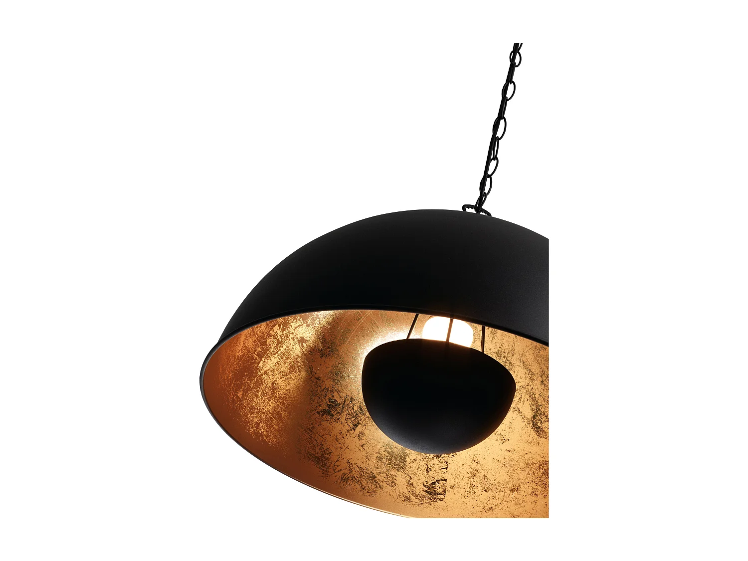 Lampada da soffitto moderna Tanna-h.165cm x d.ø 53 cm-e27 60w-acciaio-nero, foglia oro-ip20