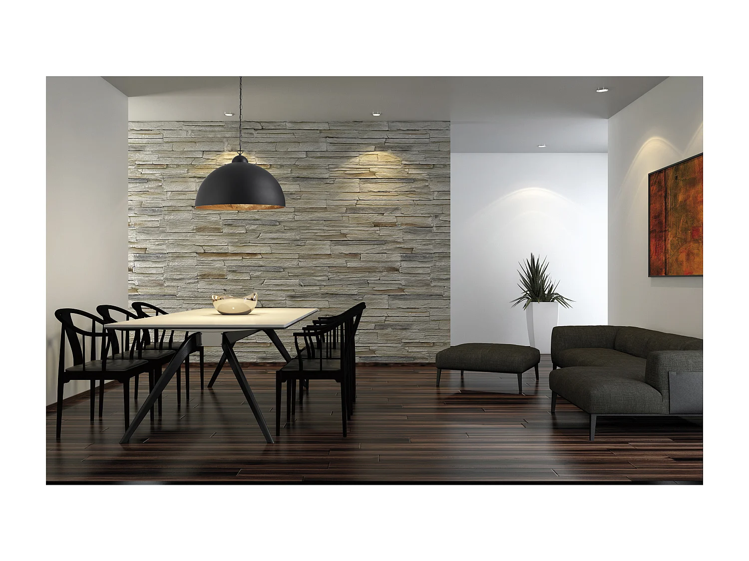 TANNA Deckenleuchte im modernen und industriellen Stil – H. 165 cm x T. 53 cm – E27 60W – Stahl – Schwarz und Blattgold – IP20