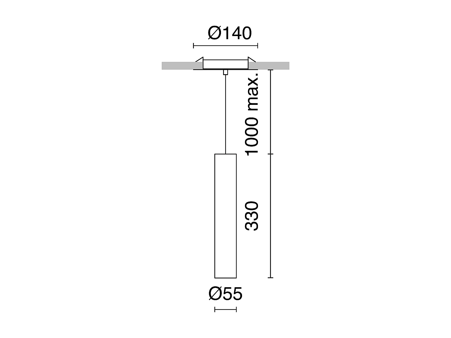 Deckenleuchte im modernen Stil TANIA – Höhe 33 cm – GU10 50 W – Sockel ø14 cm – Stahl und Schwarz – IP20