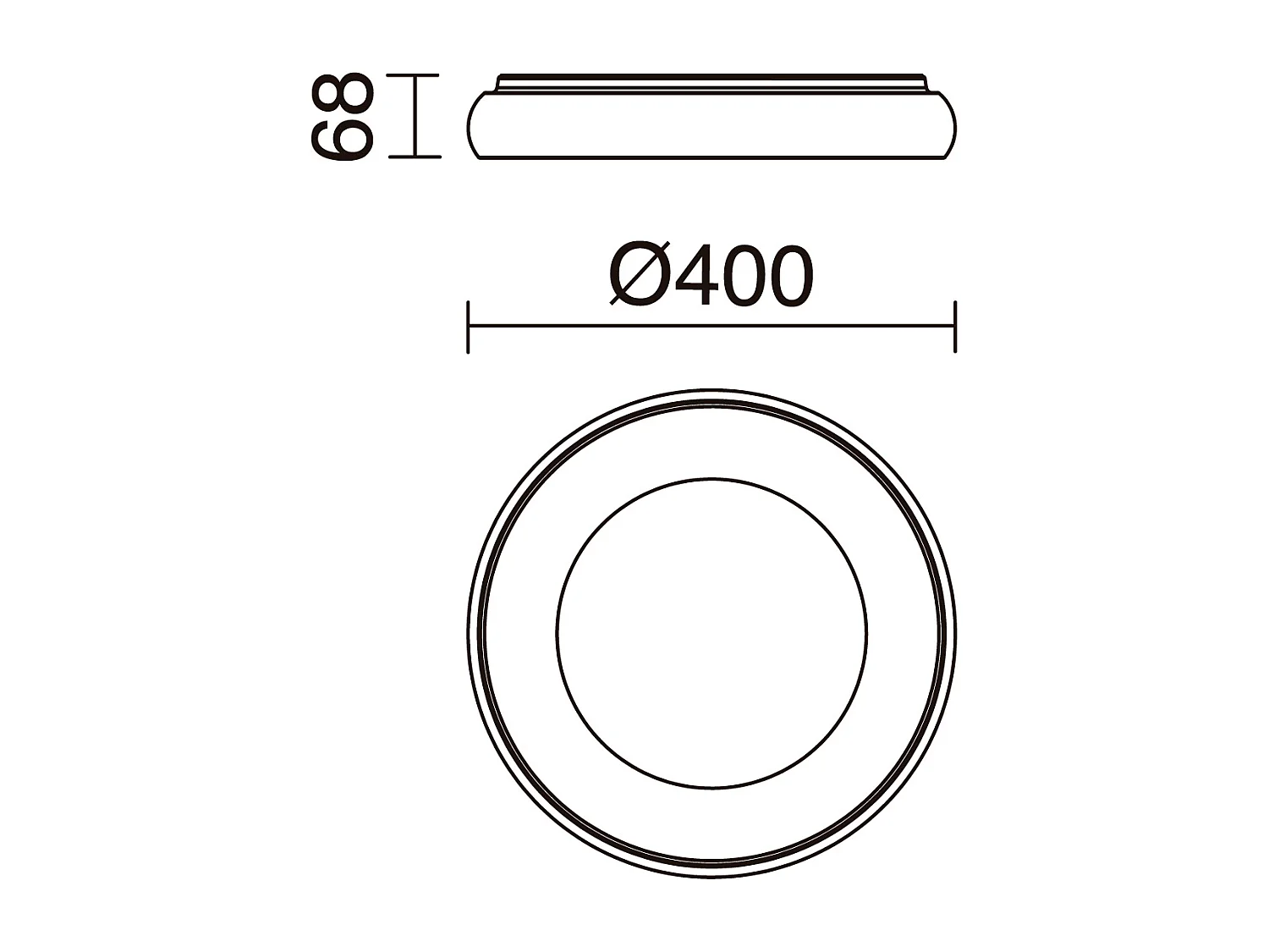 Plafonnier Fred moderne-d.ø40cm-led 35w-2940lm,3k-120º,125º-ip40-aluminium,opal-ng