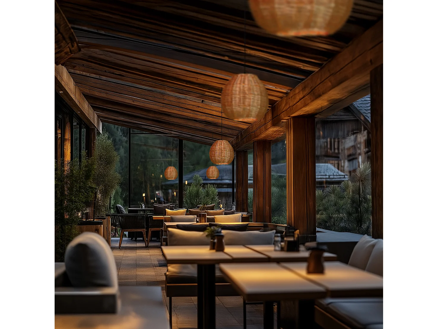 Lampa sufitowa NATURAL w stylu nowoczesnym - wys. 130 cm x ø50 cm - E27 15W - stal i ciemna wiklina - IP65