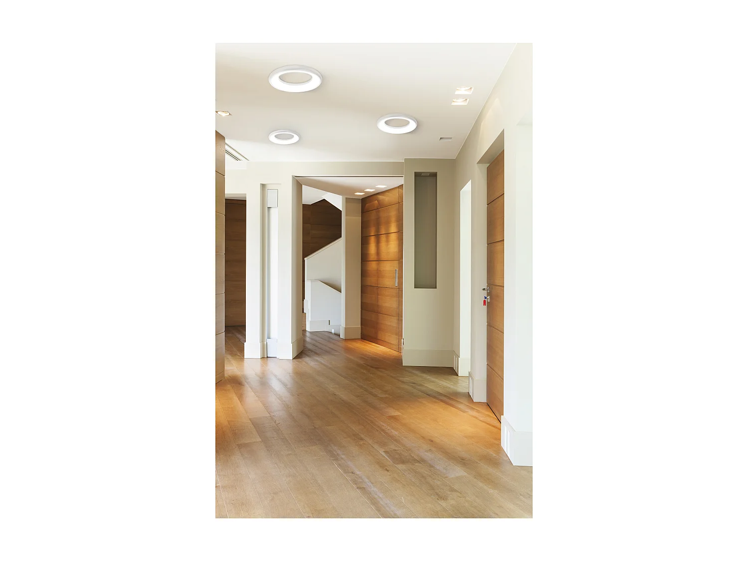 FRED moderne stijl plafondlamp - D. 29,8 cm - rond - LED SMD 25W - 1850 en 3K - 120º en 125º - IP40 - aluminium en opaal polycarbonaat - wit