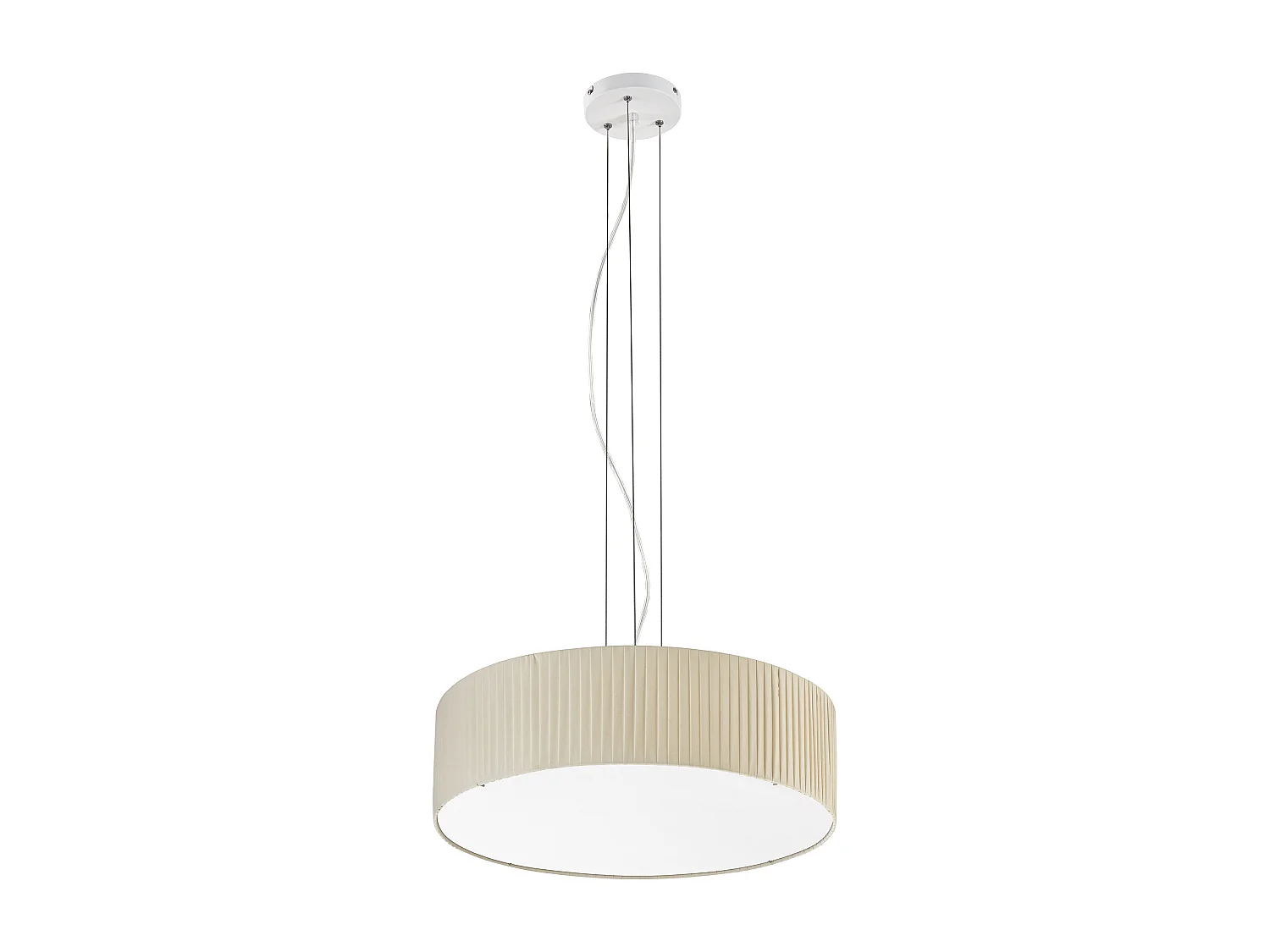 VORADA plafondlamp moderne stijl - D. ø60 cm x H. 150 cm - LED COB AC 25W - 3540 lm Y 3K - IP20 - lampenkap met synthetisch geplooid lint - staal en beige