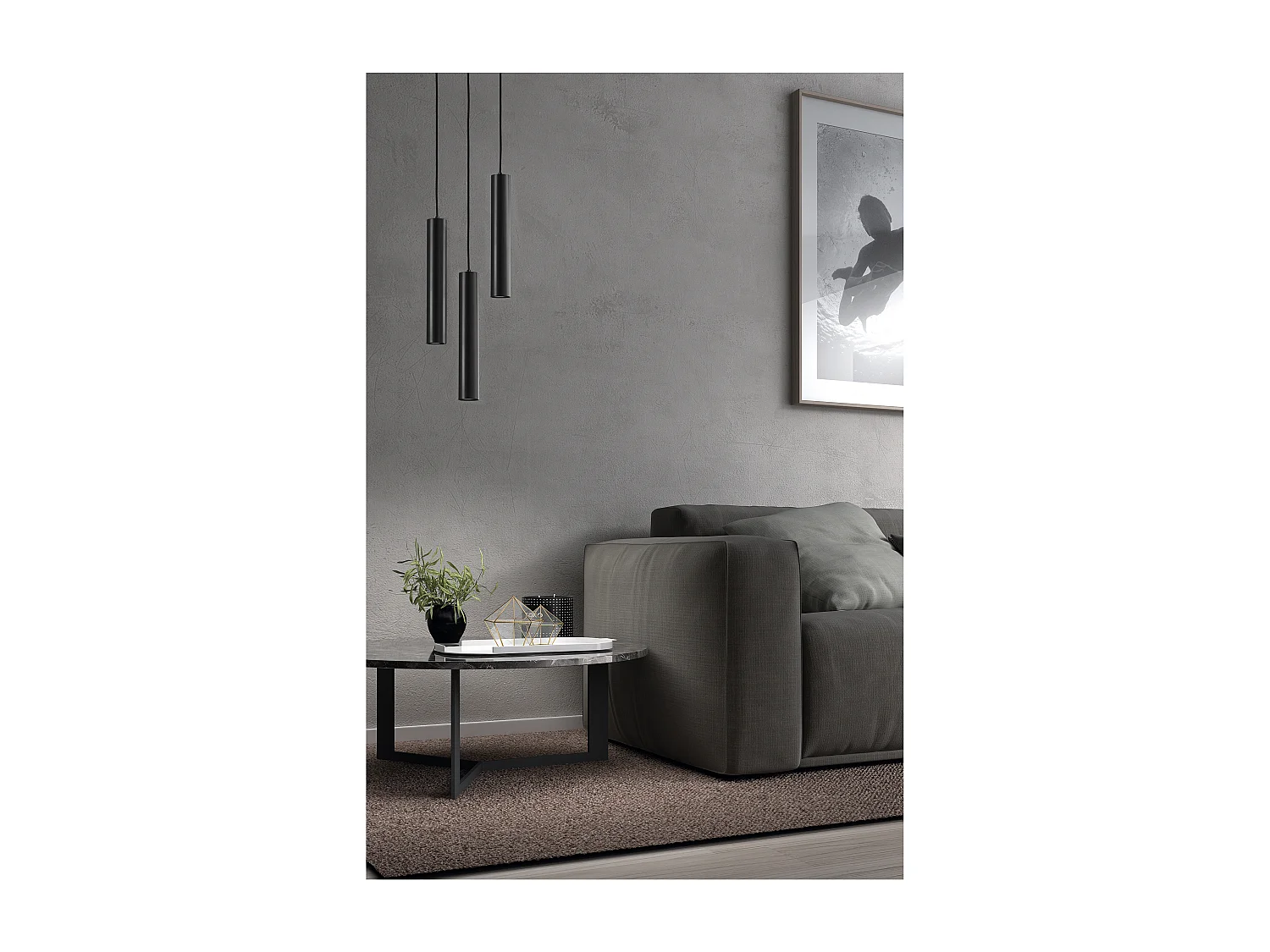 Plafonnier Tania moderne-h 33 cm-gu10 50w-socle ø8 cm-acier, noir-IP20