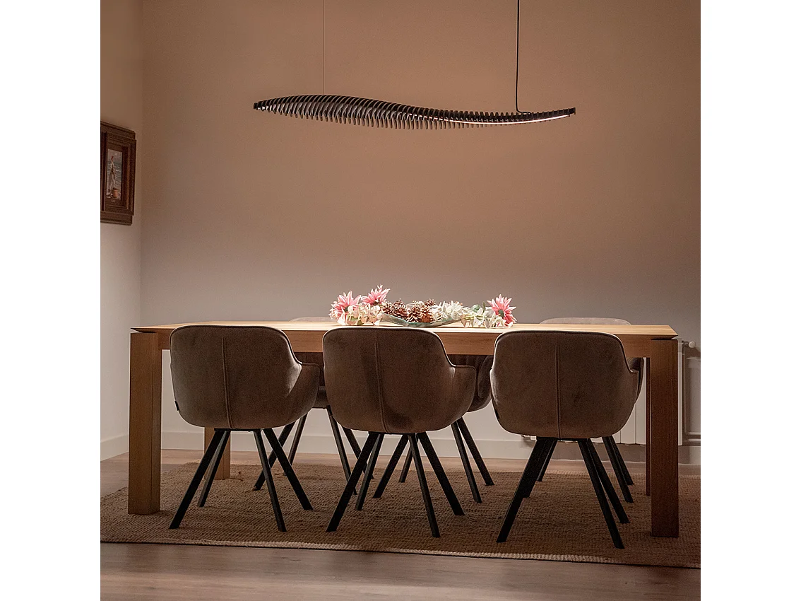 Plafonnier Poisson moderne-L.142,7cm x largeur 42,8cm- ip20, led 26w -2,7k-120º-noir