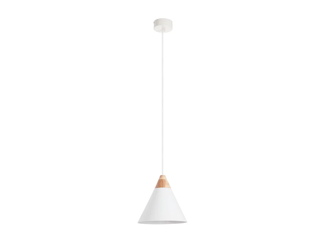 ODA moderne stijl plafondlamp - H. 150 cm x D. 20 cm - E27 60W - staal en essenhout - wit - IP 20