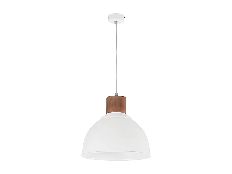 Plafonnier classique Valan-h100cm x d.ø34 cm-e27 60w-acier, bois-ip20-blanc