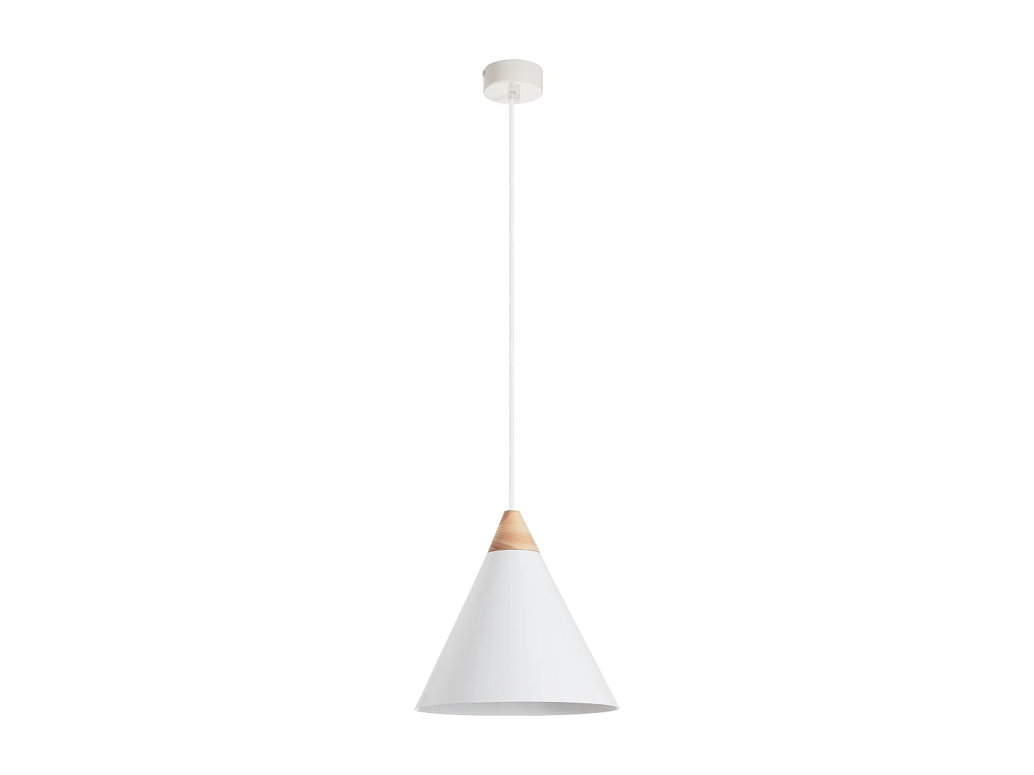 Plafonnier Oda moderne-h150cm x d.ø 25,5 cm-e27 60w-acier, bois-blanc-ip20