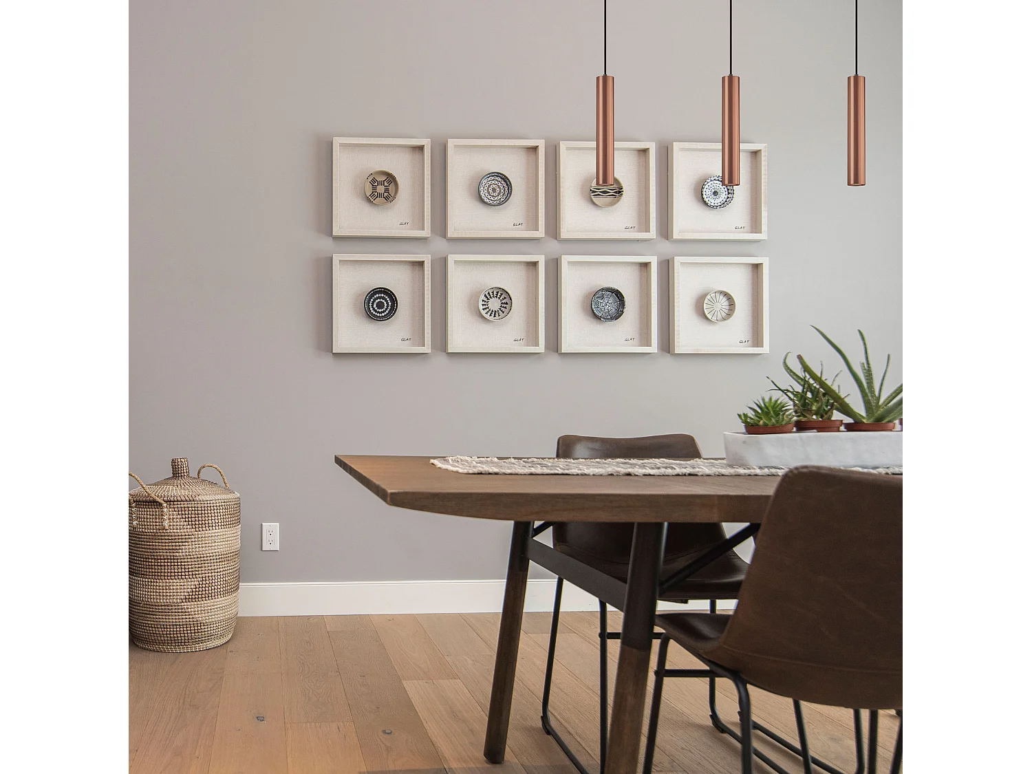 Lámpara de techo TANIA estilo moderno - Alt. 33 cm - GU10 50W - base ø8 cm- acero y cobre- IP20