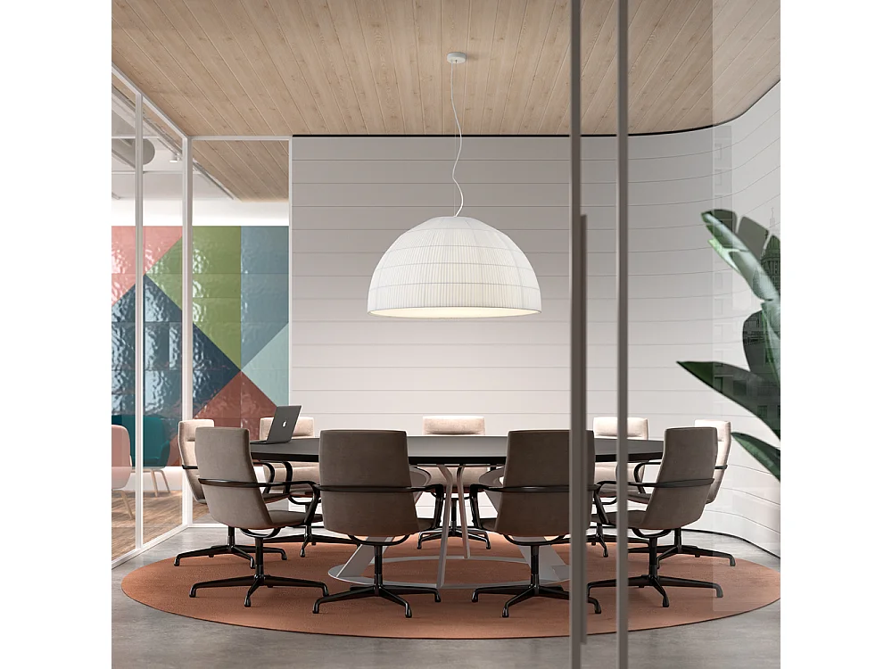 Candeeiro de teto estilo moderno MOLN - E27 15W - candeeiro de mesa ø90 cm - A 130 cm - IP20 - aço e branco