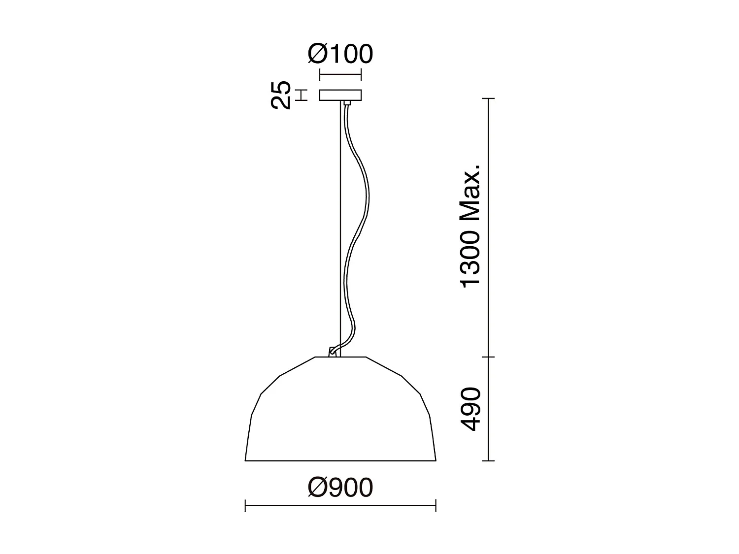 Candeeiro de teto estilo moderno MOLN - E27 15W - candeeiro de mesa ø90 cm - A 130 cm - IP20 - aço e branco