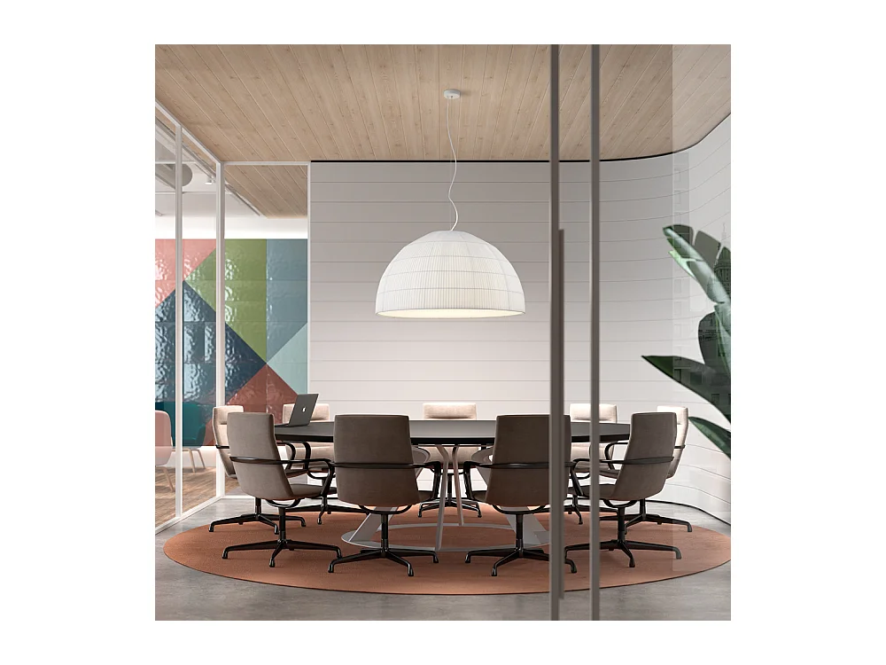 MOLN Deckenleuchte im modernen Stil – E27 15 W – Lampenschirm ø90 cm – H 130 cm – IP20 – Stahl und Weiß