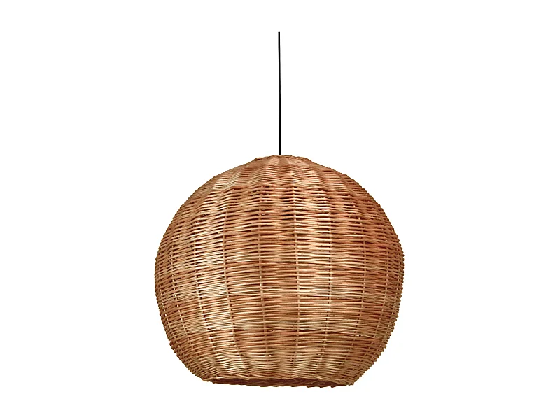 Lámpara de techo NATURAL estilo moderno - Alt. 130 cm x ø70 cm - E27 15W - acero y mimbre oscuro - IP20