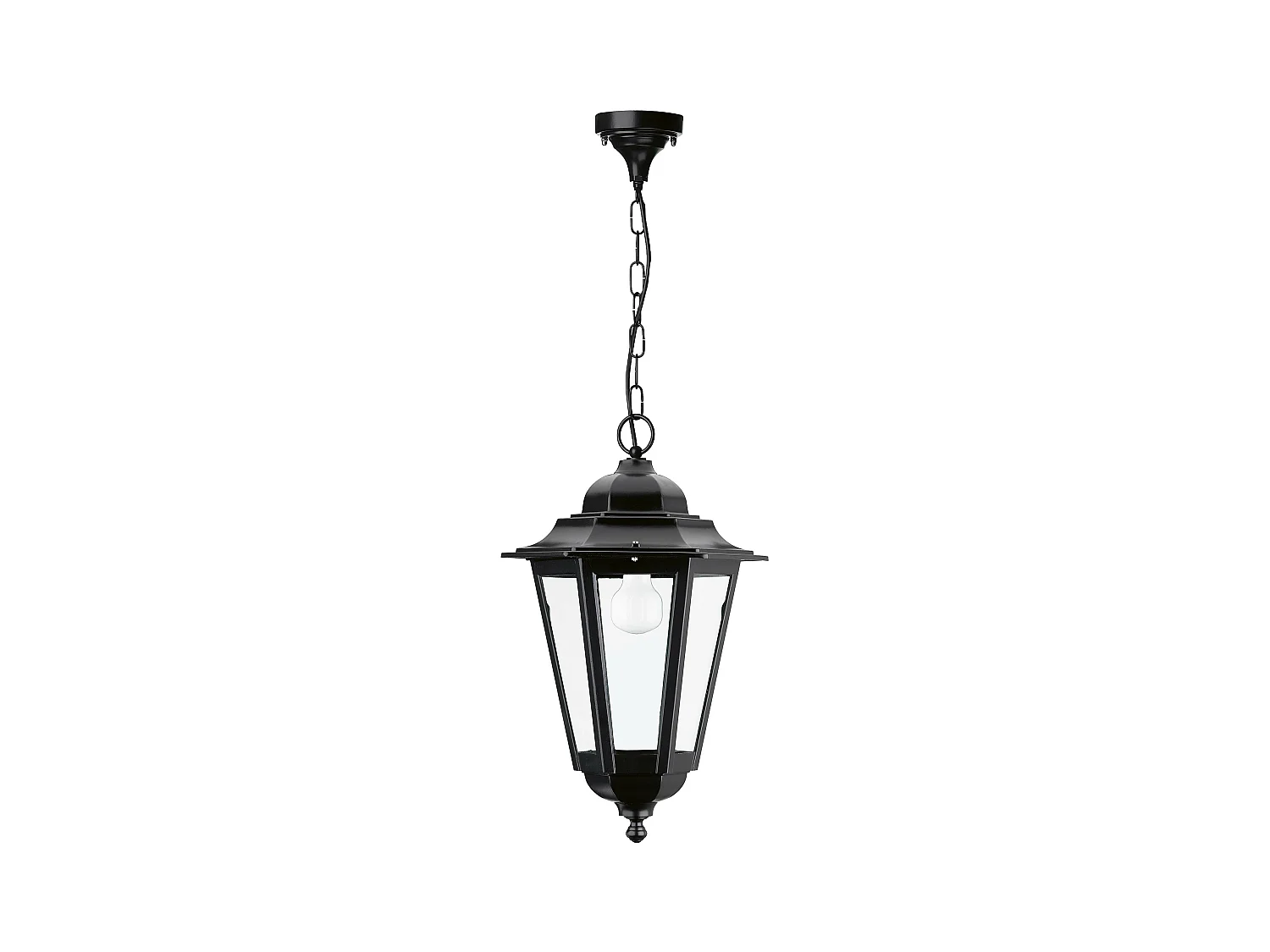 Plafonnier Elite 6 classic-h85cm-E14 70w-Transparent-ip44-aluminium, noir