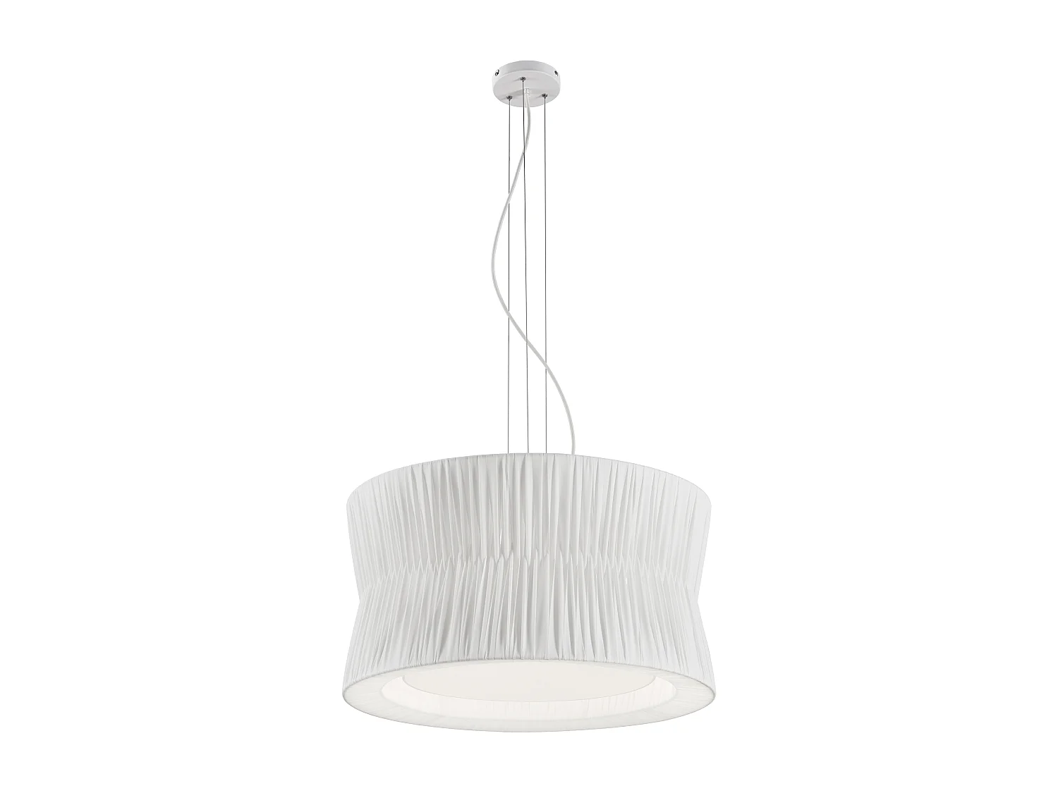 CORA plafondlamp klassieke stijl - geplooide lint lampenkap - D. ø59 cm x 3x E27 60W - staal en wit - IP20