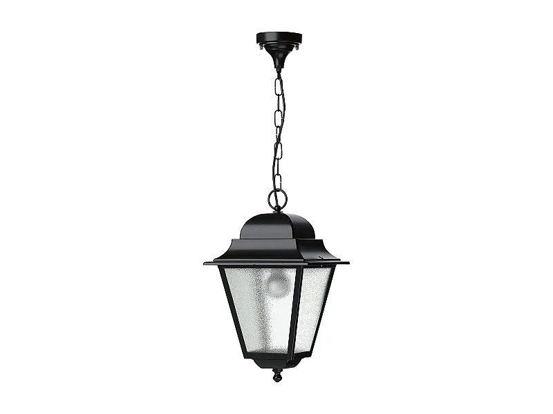 ELITE 4 klassieke stijl plafondlamp - H 78 cm - E27 42W - mat glas - aluminium - zwart - IP55