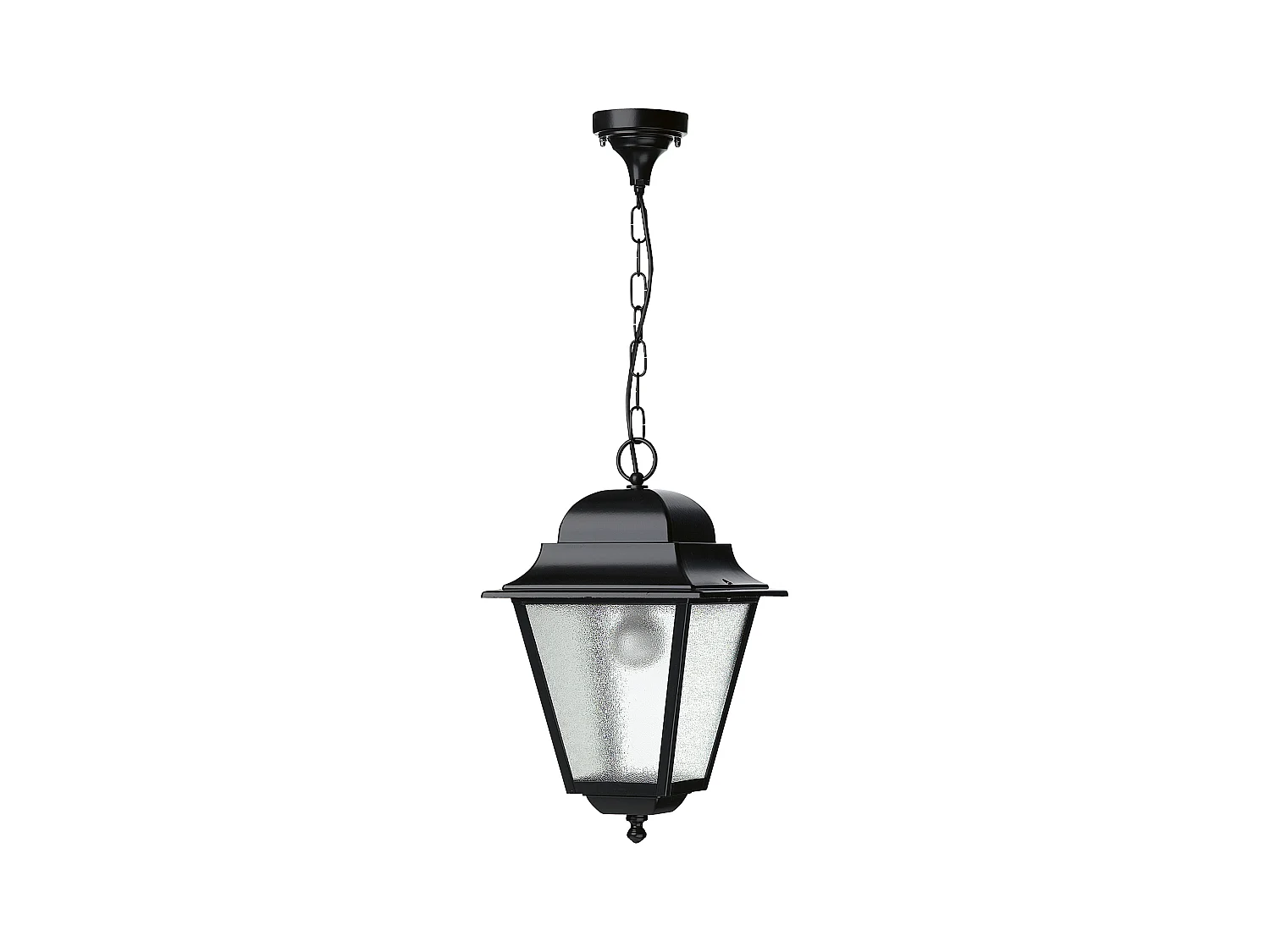 Lámpara de techo ELITE 4 estilo clásico - Alt. 78 cm - E27 42W -cristal mate - aluminio - negro - ip55