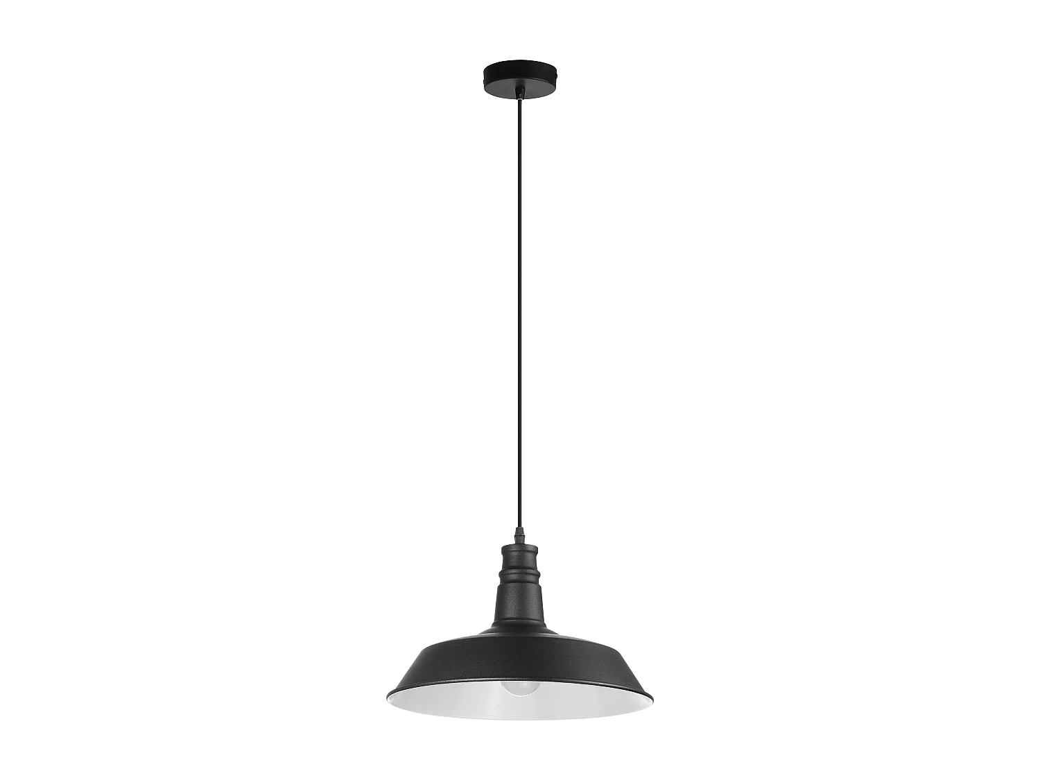 Plafonnier Vintage industriel-h135cm x d.ø35,6 cm-e27 60w-acier, noir-ip20