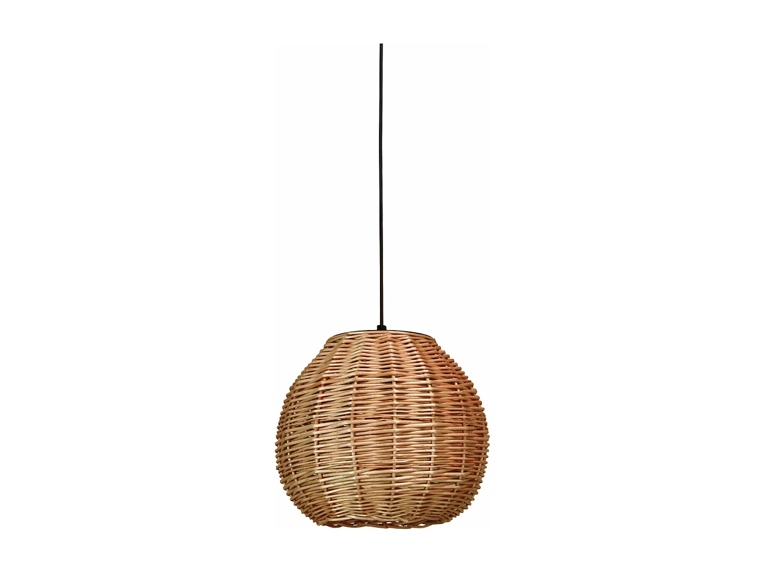 Plafonnier Naturel moderne-h130cm x ø30cm-e27 15w-acier, osier fonce-ip20
