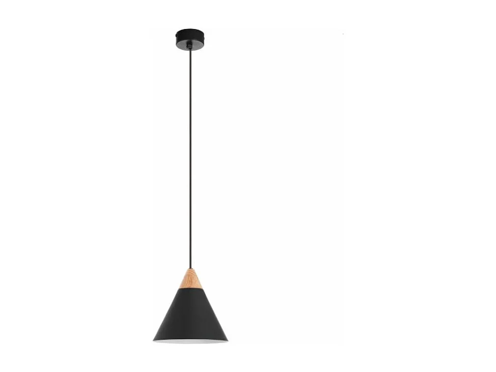 Plafonnier Oda moderne-h150cm x d.ø 20 cm-e27 60w-acier, bois-noir-IP20